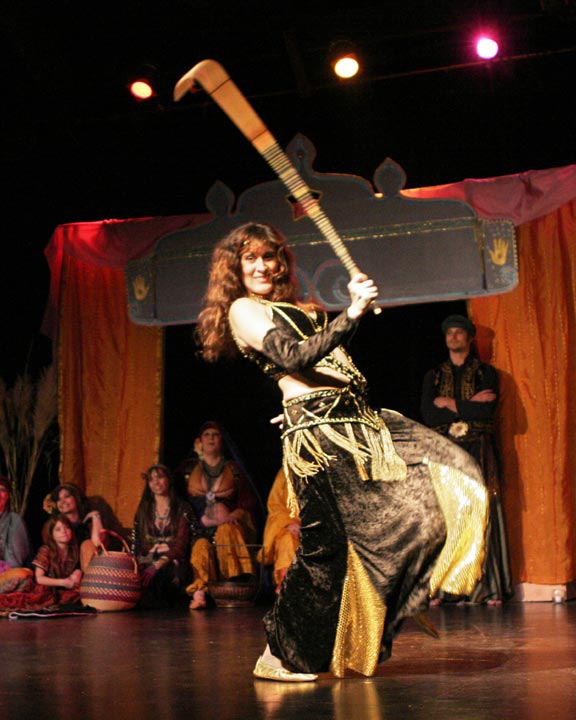 Daleela belly dances with a Cane at the Center for the Performing Arts
