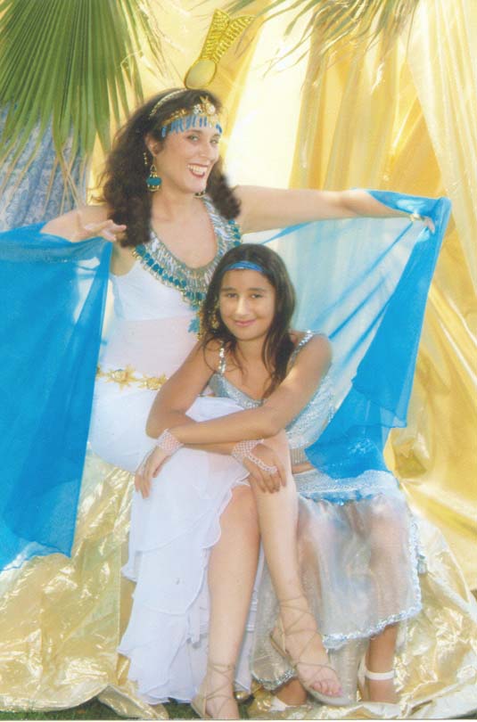 Daleela and Julianna belly dancing in Ancient Egypt